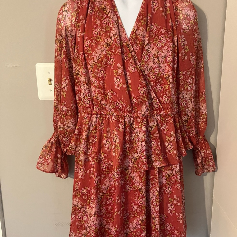LC Lauren Conrad Pink Floral Midi Dress - Picture 2 of 5